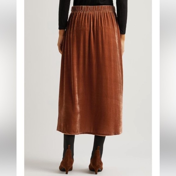 Eileen Fisher A-Line Midi Velvet Skirt - Picture 3 of 9